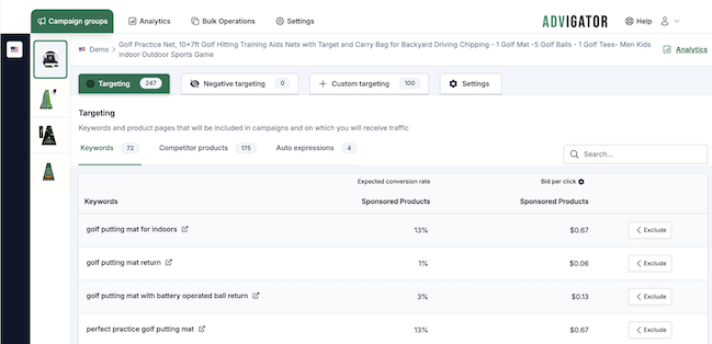 advigator keyword research